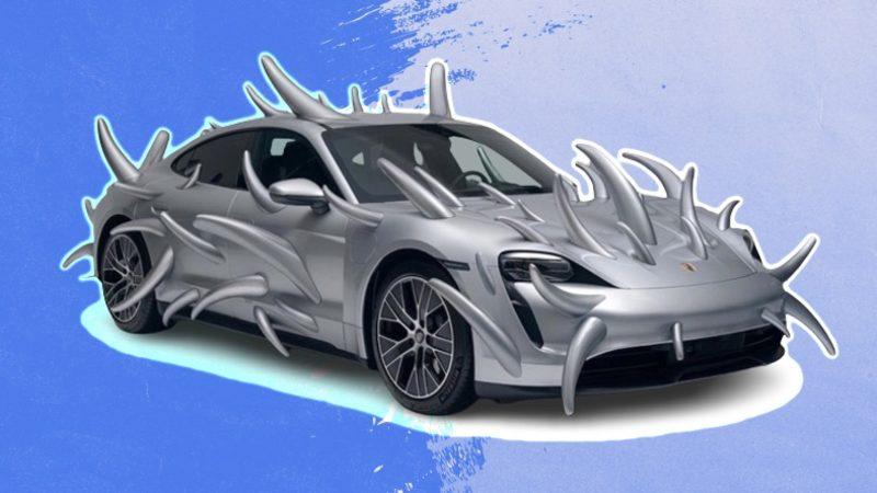 Porsche Taycan, Devasa Boynuzlarla Kaplandı: Tıpkı Bir Böceğe Benziyor