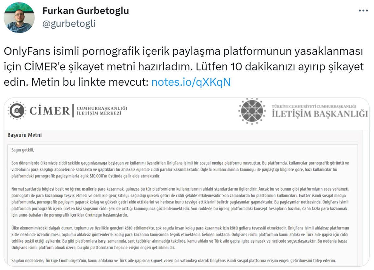 OnlyFans, CİMER’e Şikayet Edildi: Twitter’da Platformun Kapanması İçin 