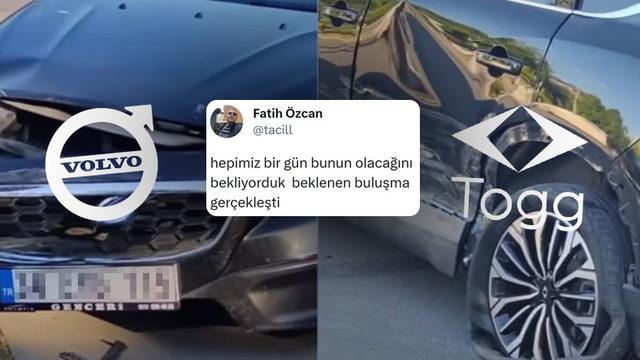 Yüzyılın Buluşması Gerçekleşti: Togg ile Volvo Kazaya Karıştı, Sosyal Medyada Gündem Oldu