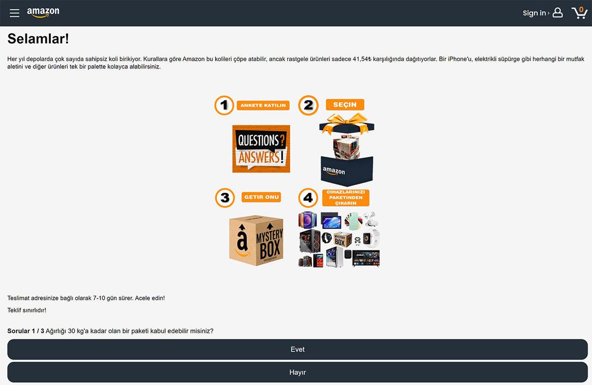 Facebook’ta, Binlerce TL Değerindeki Ürünleri Hediye Ettiğini Söyleyen “Amazon Paketi
