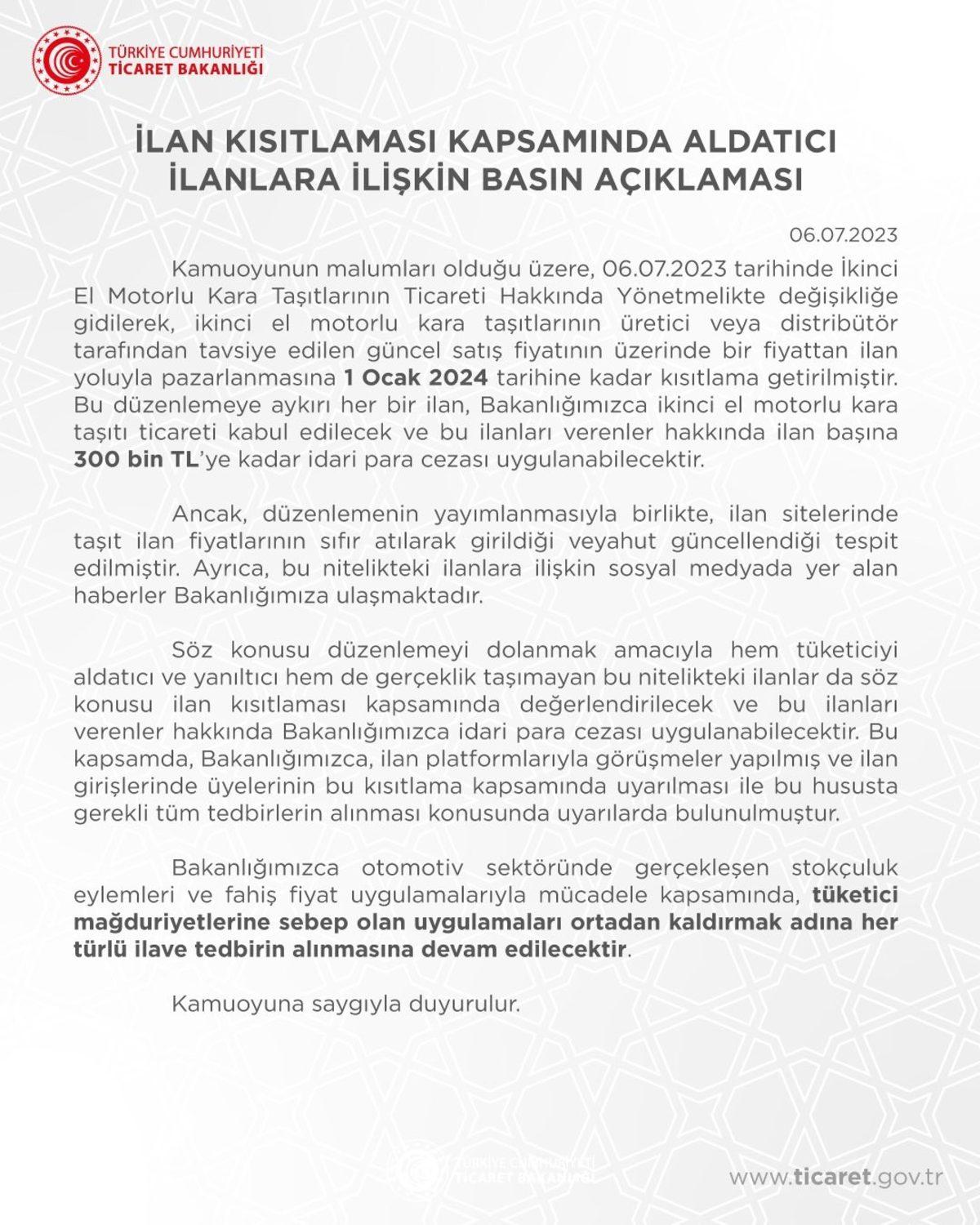 2. El Otomobilleri Sıfırdan Yüksek Fiyata İlana Koyanlara Verilecek Ceza Belli Oldu (Yanıltıcı İlanlar da Ceza Alacak)