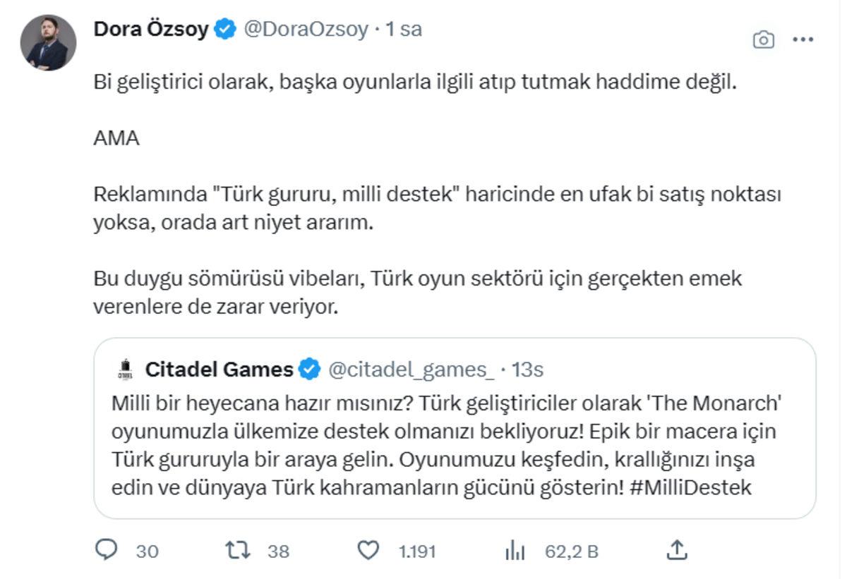 Türk Oyun Şirketi Citadel Games’in, Oyunlarını ‘Ülkemize Destek Olun’ Çağrısıyla Duyurması Tepki Topladı: Tepkilere ’Mizahi’ Yanıt Geldi