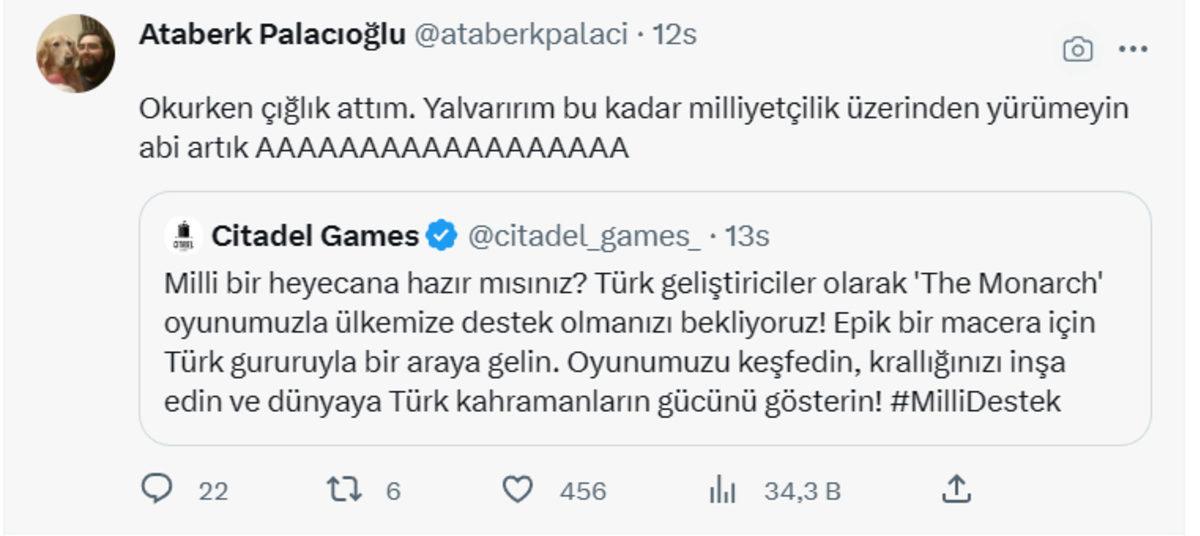 Türk Oyun Şirketi Citadel Games’in, Oyunlarını ‘Ülkemize Destek Olun’ Çağrısıyla Duyurması Tepki Topladı: Tepkilere ’Mizahi’ Yanıt Geldi