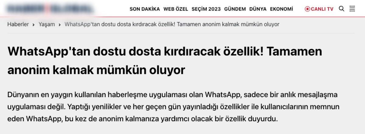 “WhatsApp’a Anonim Olma Geliyor” Haberleri Doğru Değil: İşte İşin Gerçek Yüzü…