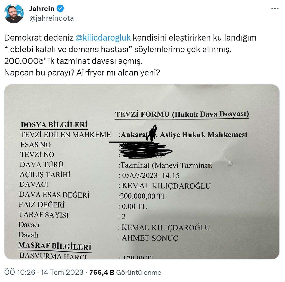Kemal Kılıçdaroğlu’ndan Jahrein’e Yeni Bir Dava Daha: İşte Nedeni...