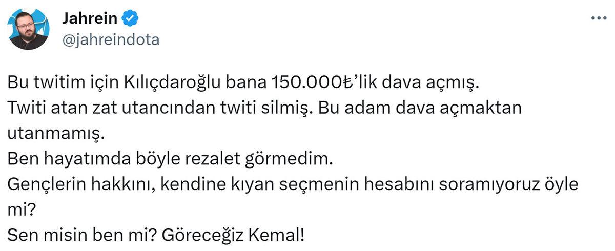 Kemal Kılıçdaroğlu’ndan Jahrein’e Yeni Bir Dava Daha: İşte Nedeni...