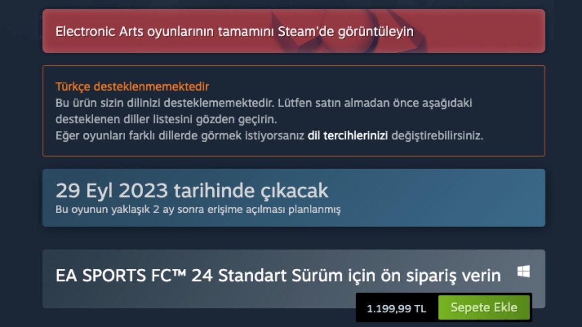FC 24’ün Steam Sayfasındaki 