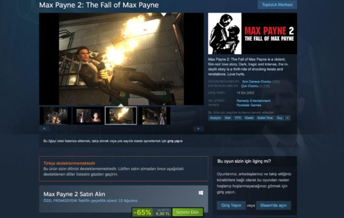 Efsanevi Oyun Max Payne 2, Şaka Gibi Fiyatıyla Steam’e Geri Döndü: Almayan Kalmasın!