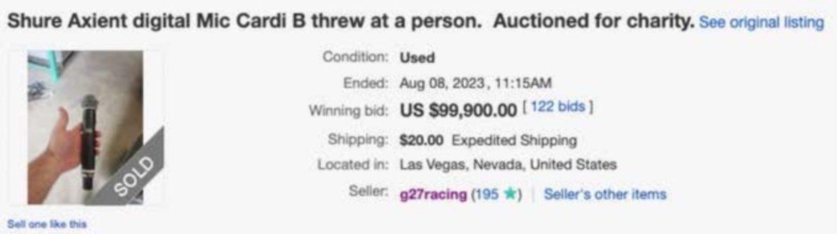 Cardi B’nin Konserde Hayranına Fırlattığı Mikrofon, Dudak Uçuklatan Fiyata eBay’de Satıldı