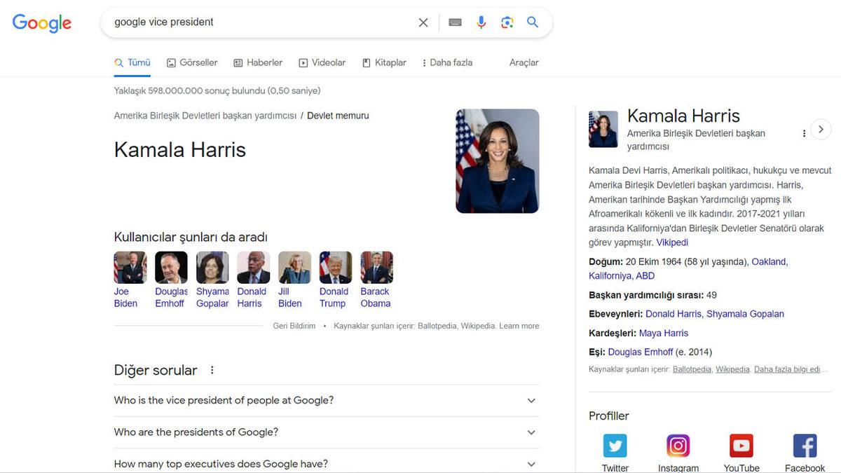 Google Arama’da Garip Hata: Arama Motoru, Google Başkan Yardımcısının Kim Olduğunu Bilmiyor
