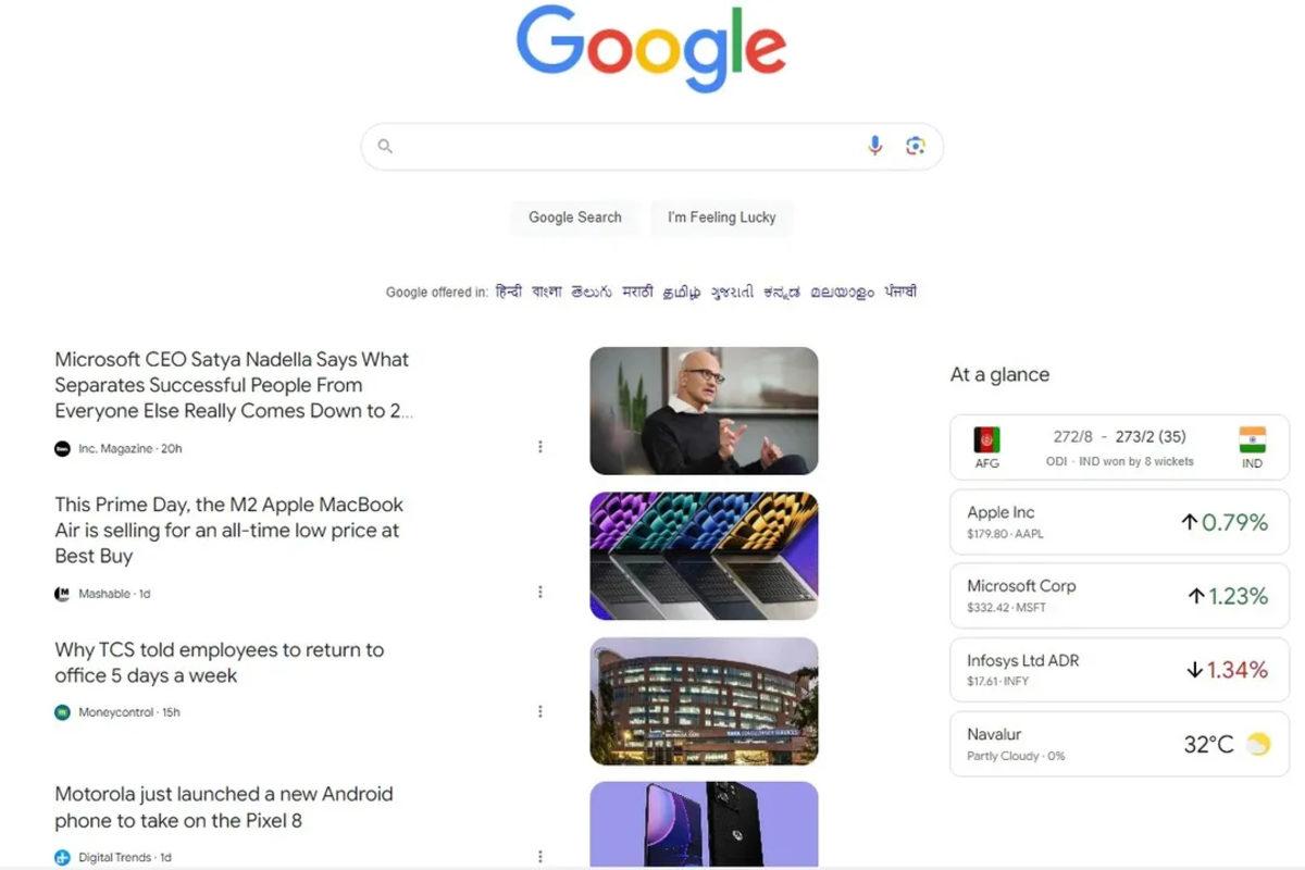 Google Arama’nın Ana Sayfasına 