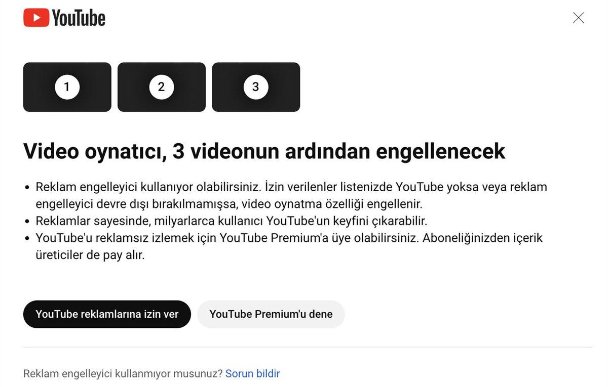 YouTube’un Reklam Engelleyici Yasağı Türkiye’de! 3 Videonun Ardından Video İzlenemeyecek