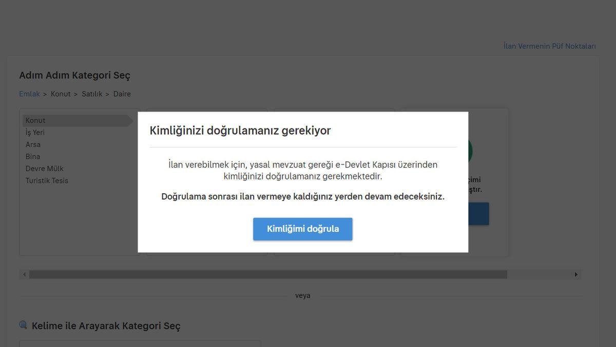 İlan Sitelerine Kimlik Doğrulama Zorunluğu Resmen Geldi: e-Devlet Onayı Yapmayan, İlan Veremeyecek!