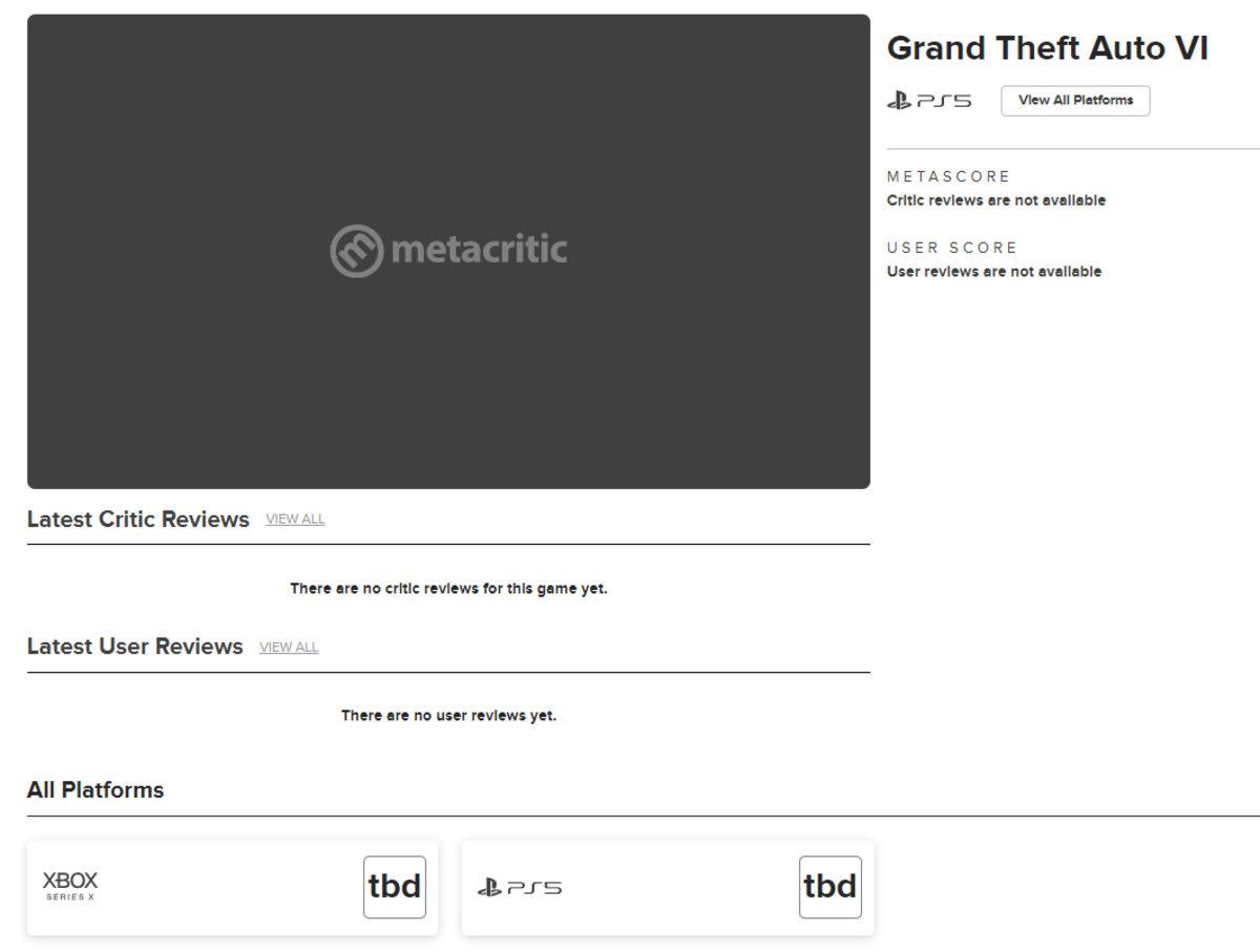 GTA 6 Yakında Tanıtılabilir! Metacritic’te Sayfası Açıldı