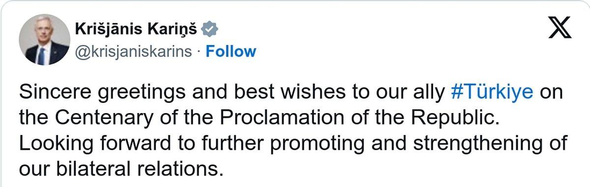 Cumhuriyetimizin 100. Yılı İçin Dünyadan Gelen Tebrikler ve Bayrağımızın Yansıtıldığı Yapılar