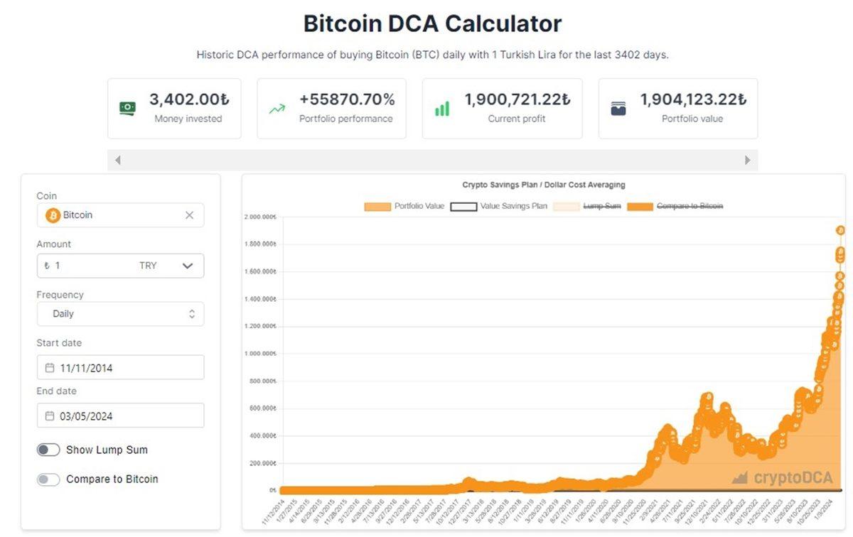 Son 10 Yılda Her Gün 1 TL’lik Bitcoin Alsaydınız Bugün Ne Kadar Paranız Olurdu?