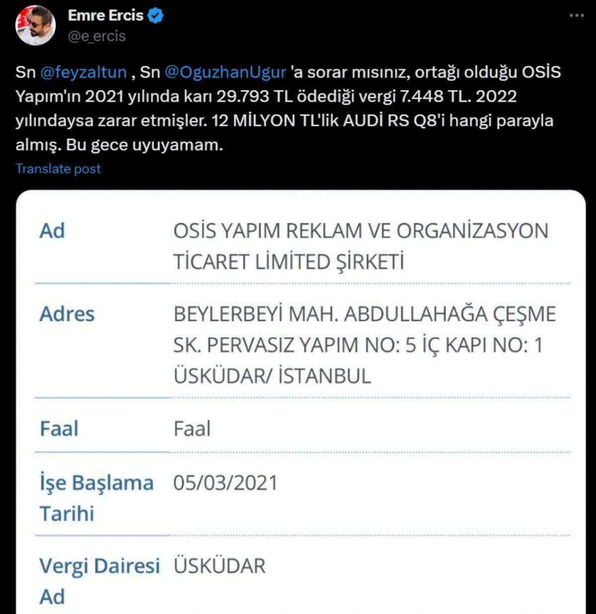 Babala TV Kurucusu Oğuzhan Uğur’un Sadece 52 Bin TL Vergi Ödediği İddiası Gündem Oldu: İddialara Karşı Yanıt da Geldi!