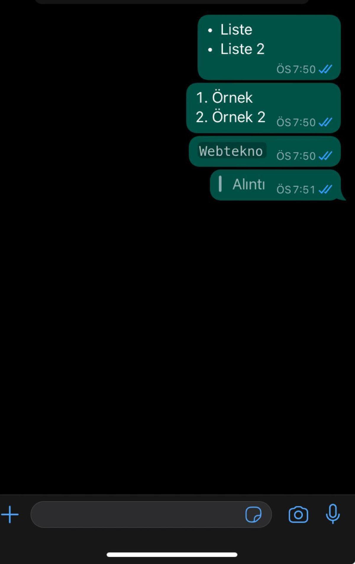 WhatsApp’a Yeni Metin Formatları Geldi: Maddeli Listeler, Alıntı Blokları ve Dahası