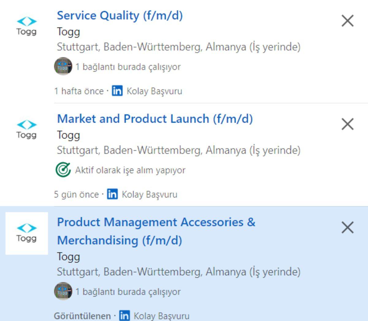 Togg, Almanya Merkezi İçin Yeni İş İlanları Açtı