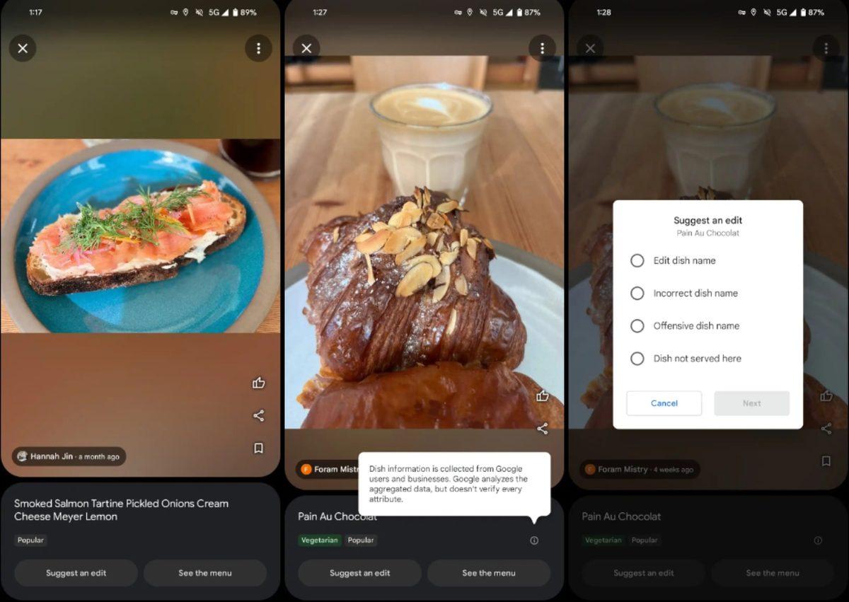 Google Haritalar, Restoran Menülerindeki Yemeklerin Gerçekte Nasıl Gözüktüğünü ve Fiyatını Gösterecek