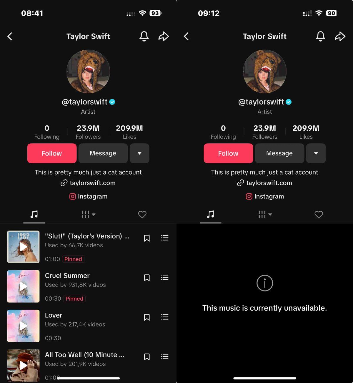 Anlaşma Olmadı: Taylor Swift, Beyonce ve Drake Dahil Onlarca Ünlü İsmin Şarkıları TikTok’tan Kaldırıldı!