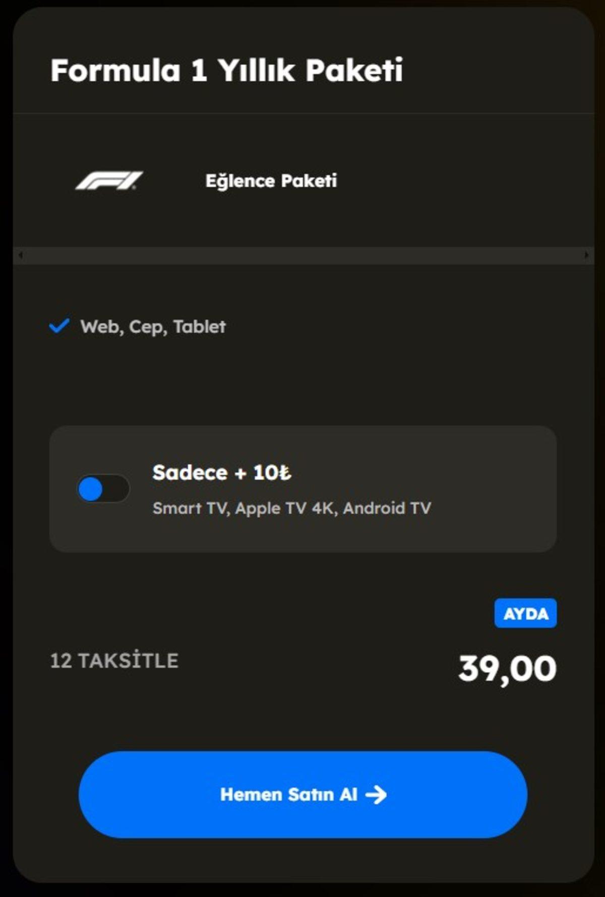 Sadece Formula 1 İçin Abone Olacaklara Uygun Fiyatlı Yeni Bir Paket Duyuruldu: İşte Fiyatı