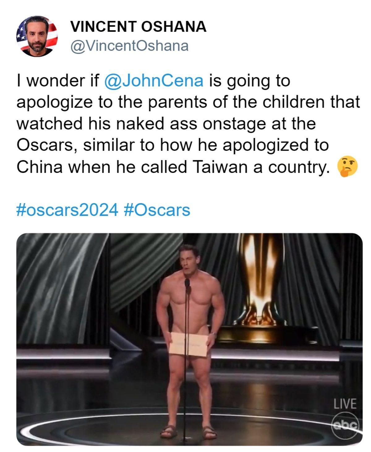 John Cena, Oscar Törenine Çırılçıplak Çıktı, Sosyal Medya Yıkıldı: İşte Gelen Tepkiler