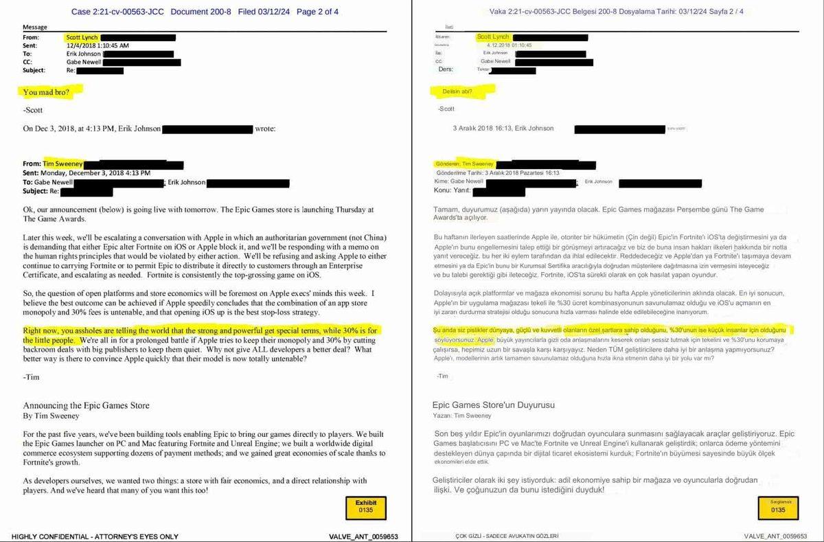 Epic Games ile Steam’in CEO’su Birbirine Girdi, Küfür Kıyamet Yazışmaları Ortaya Çıktı: 