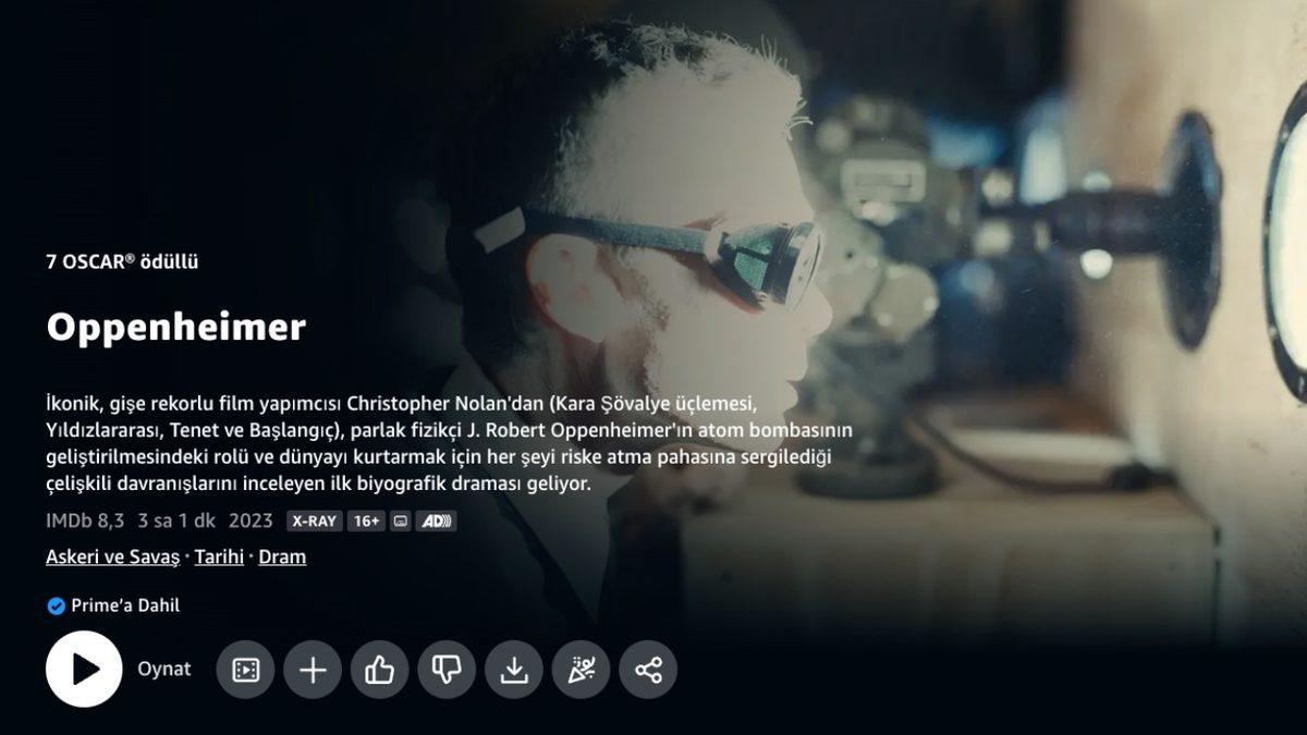 Oppenheimer, Sansürsüz ve Türkçe Olarak Prime Video’da Yayımlandı!