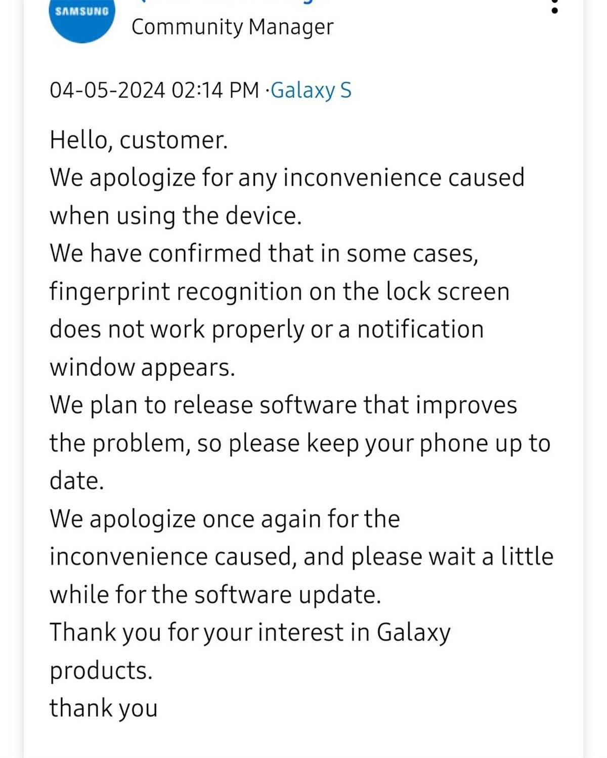 Samsung, Galaxy S23’lerdeki Parmak İzi Okuyucusu Sorunu Hakkında Açıklama Yaptı