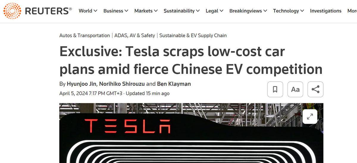 Elon Musk, Tesla’nın Ucuz Elektrikli Otomobil Planlarını İptal Ettiğini Söyleyen Reuters’ı Yalanladı