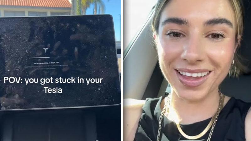 Arabasını Güncellemeye Çalışan Tesla Sahibi, 46 Derece Sıcağın İçinde Mahsur Kaldı