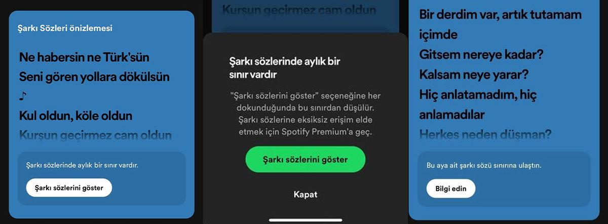 Spotify, Şarkı Sözlerini de Premium’a Özel Yaptı: Ücretsiz Plana Aylık Sınır Geldi