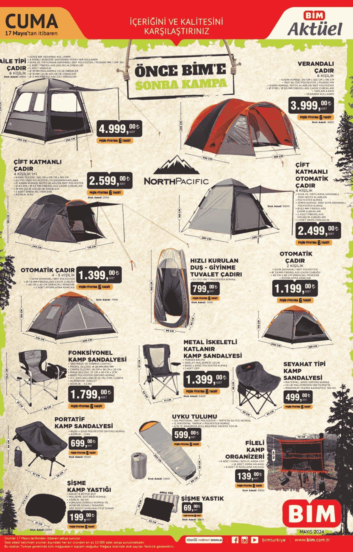 BİM’e Kamp Ürünleri Geliyor! 17 Mayıs 2024 BİM Aktüel Ürünler Kataloğunda Öne Çıkanlar
