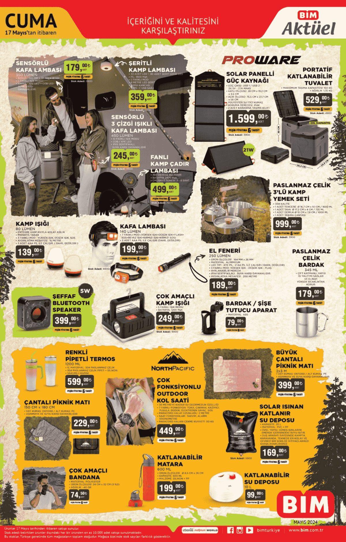 BİM’e Kamp Ürünleri Geliyor! 17 Mayıs 2024 BİM Aktüel Ürünler Kataloğunda Öne Çıkanlar