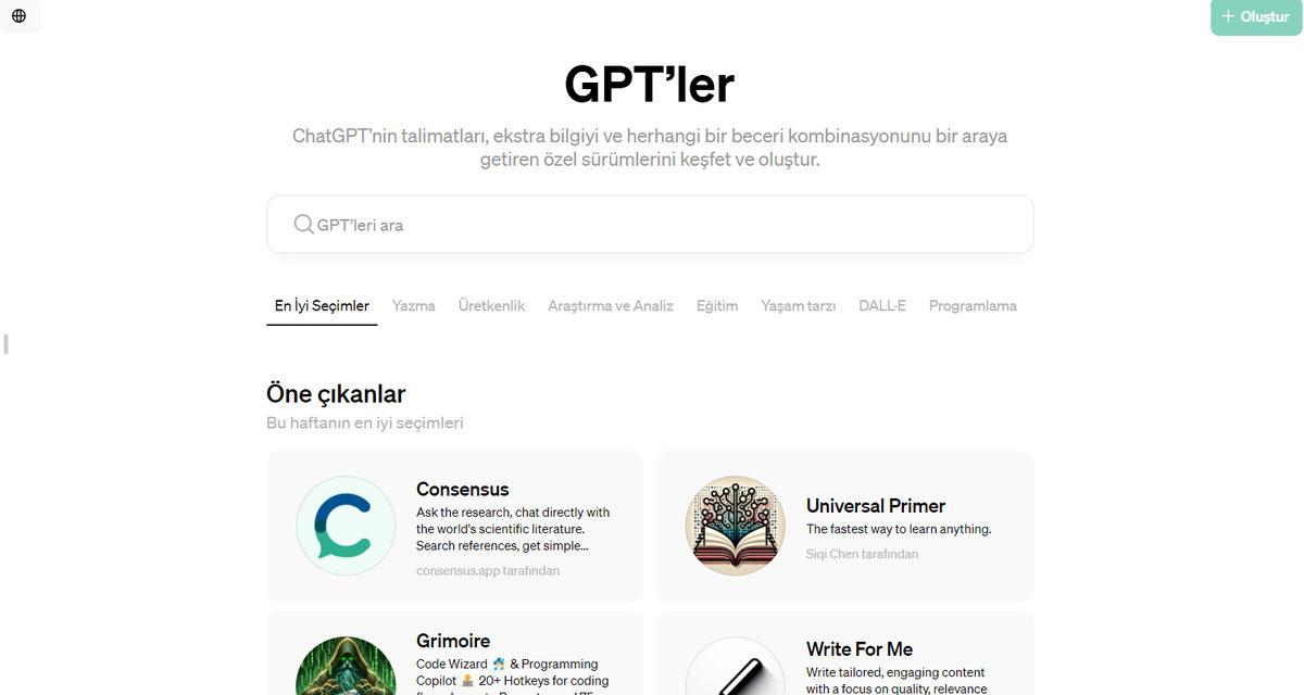 GPT Store, Artık Ücretsiz Olarak Kullanılabilecek: Kendi ChatGPT’inizi Bile Geliştirip Satabilirsiniz!