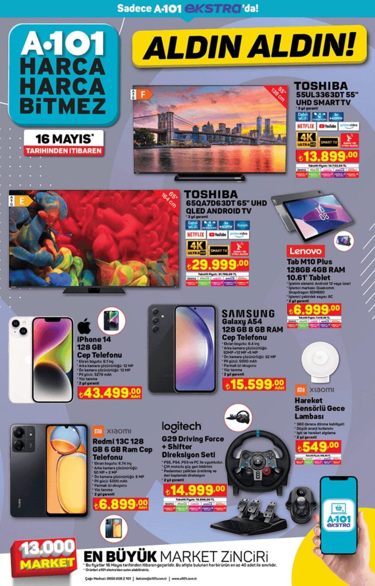 A101’e iPhone 14 Geliyor! 16 Mayıs 2024 A101 İnternete Özel Aldın Aldın Kataloğunda Öne Çıkan Elektronik Ürünler