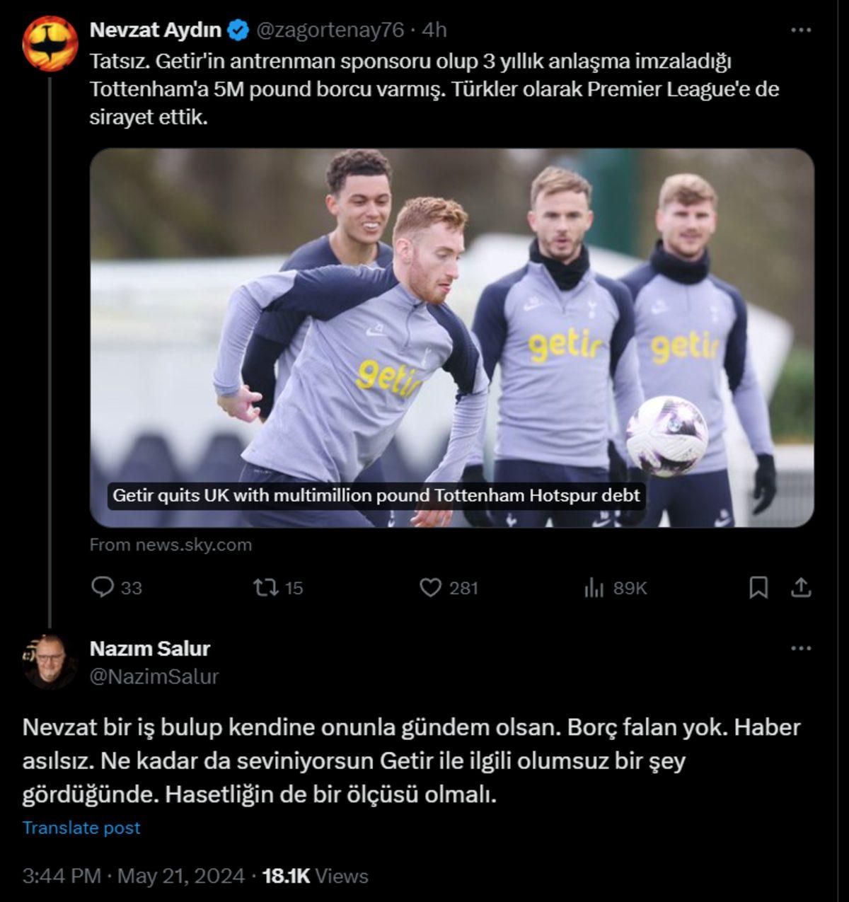 Getir’in Kurucusu Nazım Salur ile Yemeksepeti’nin Kurucusu Nevzat Aydın, Sosyal Medyada Birbirine Girdi