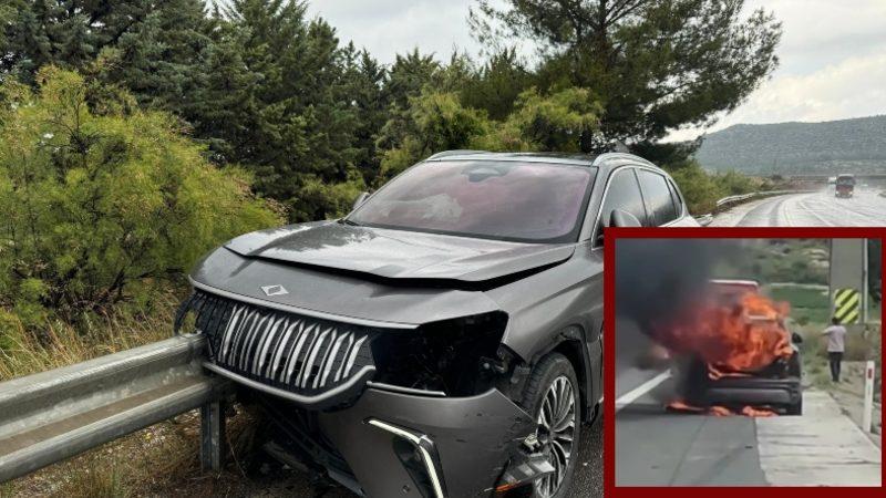 Bir Togg Adana’da Karıştığı Kazada Alev Aldı [Video]