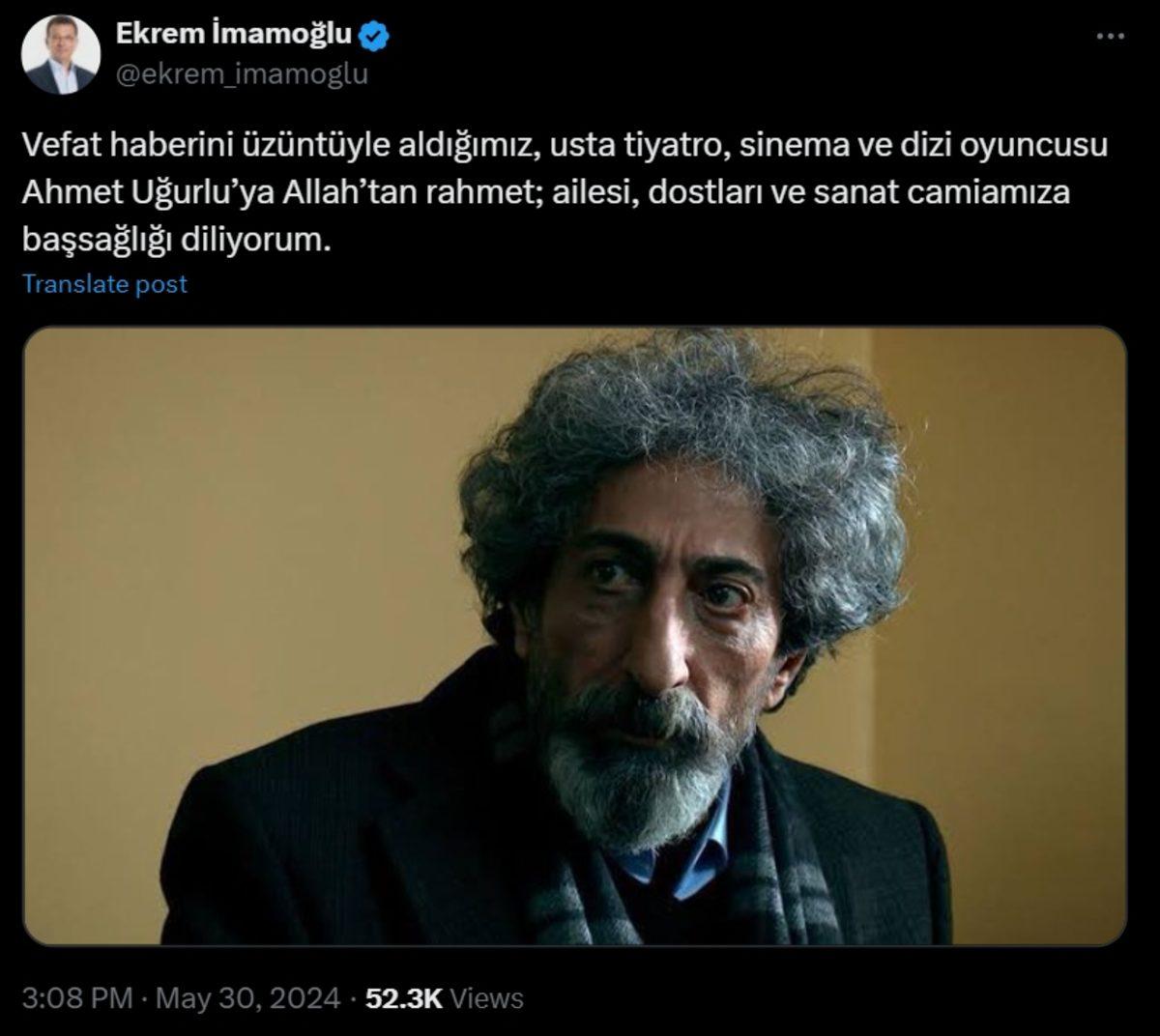 Usta Oyuncu Ahmet Uğurlu, 71 Yaşında Hayata Gözlerini Yumdu