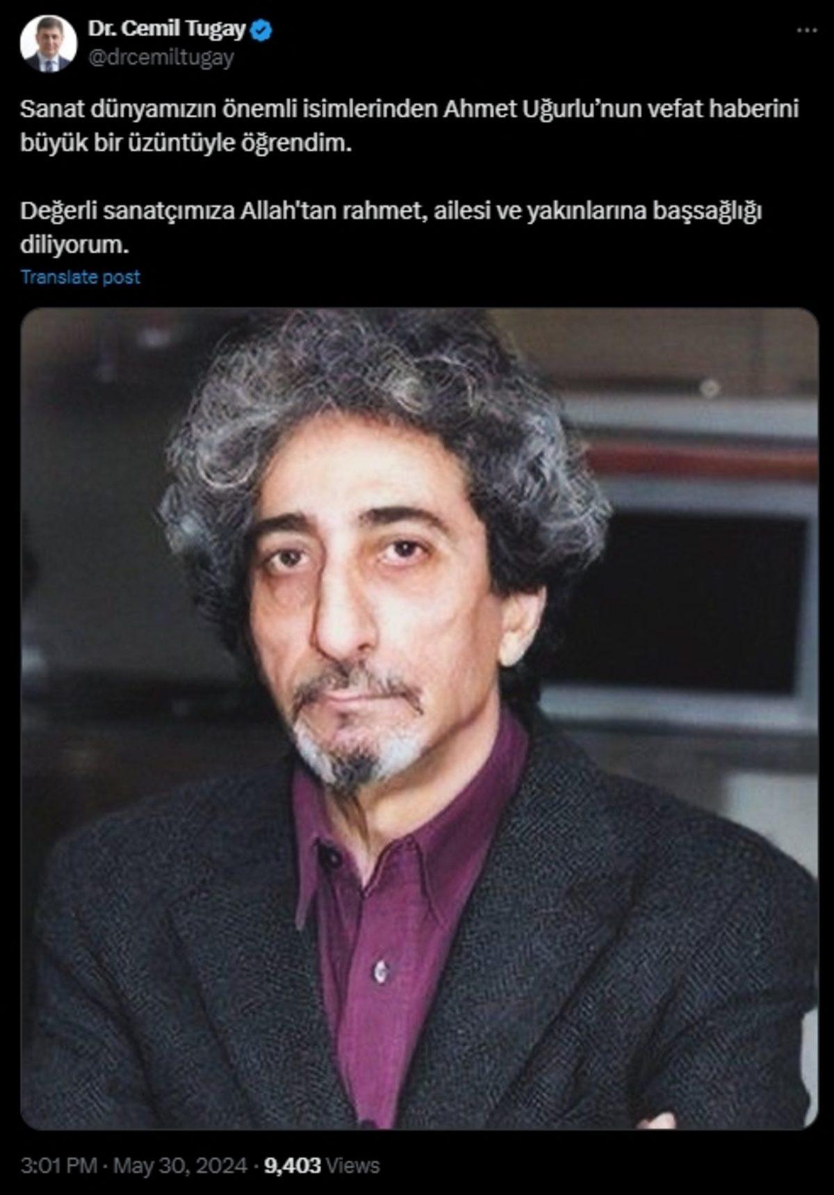 Usta Oyuncu Ahmet Uğurlu, 71 Yaşında Hayata Gözlerini Yumdu