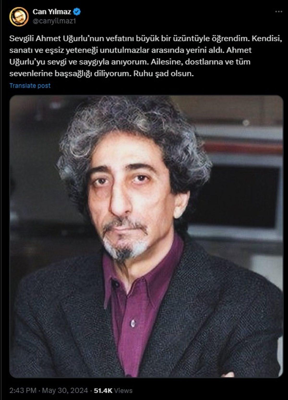 Usta Oyuncu Ahmet Uğurlu, 71 Yaşında Hayata Gözlerini Yumdu