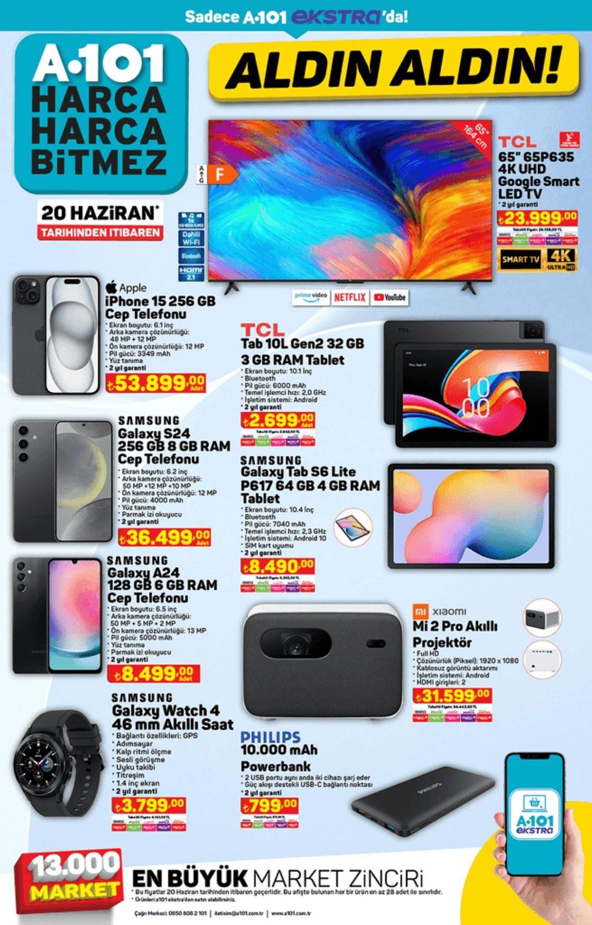 A101’e iPhone 15 Geliyor! 20 Haziran 2024 A101 İnternete Özel Aldın Aldın Kataloğunda Öne Çıkan Elektronik Ürünler