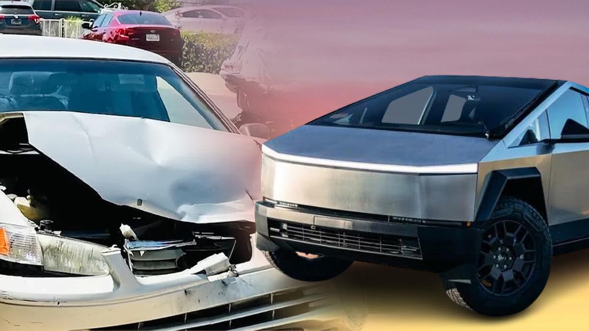 Önüne Çıkanı Eziyor: Tesla Cybertruck ile Çarpışan Toyota Camry Pert Oldu! [Video]