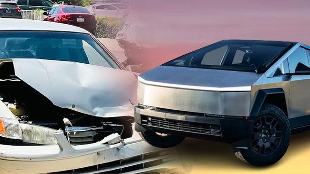 Önüne Çıkanı Eziyor: Tesla Cybertruck ile Çarpışan Toyota Camry Pert Oldu! [Video]