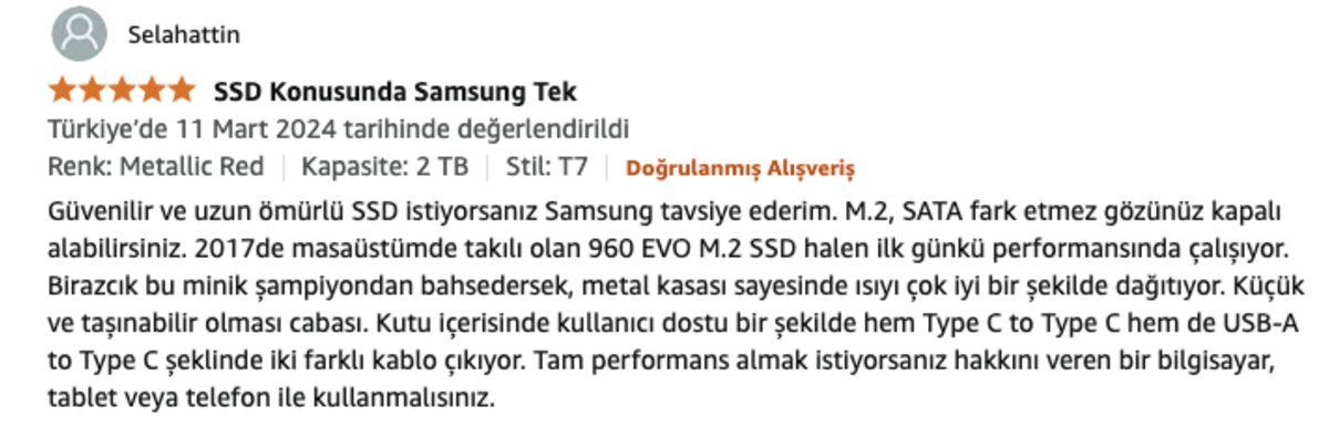 Günün Fırsatı: İndirime Giren Samsung Taşınabilir T7 SSD Alınır mı? Özellikleri ve Kullanıcı Yorumları