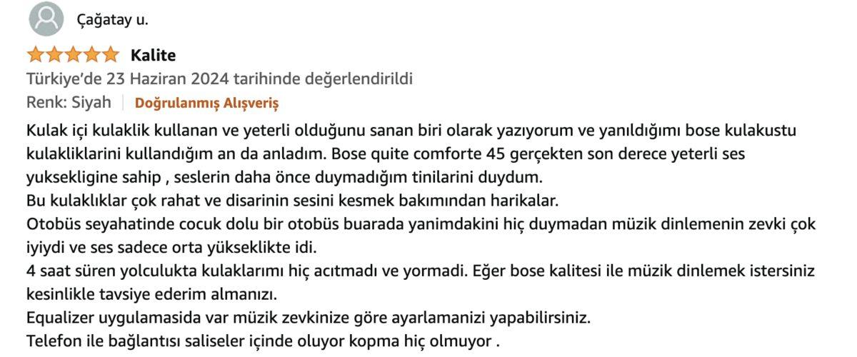 Bose QuietComfort 45 Kulak Üstü Kulaklık İndirimde! İşte Özellikleri ve Kullanıcı Yorumları