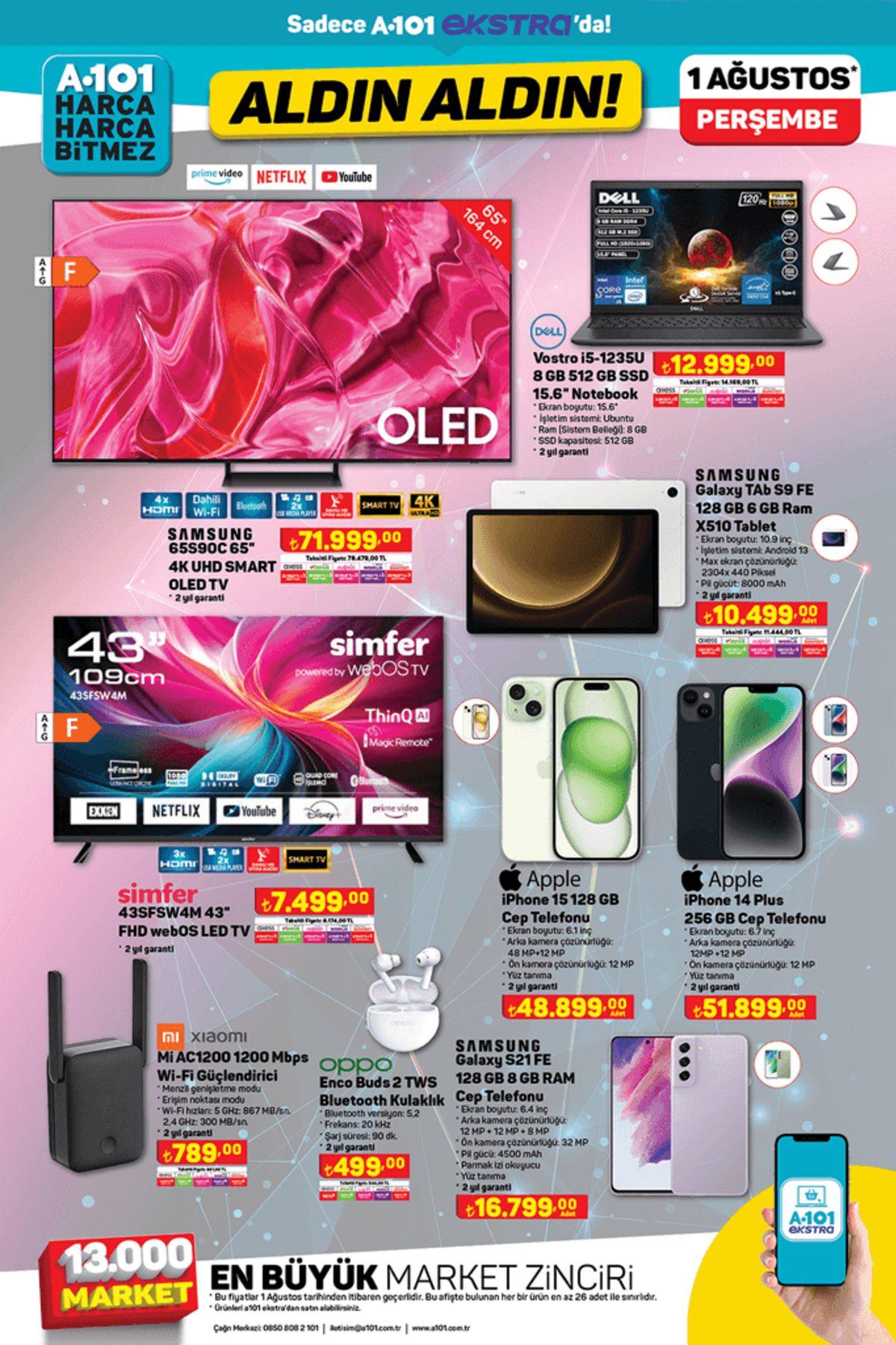 A101’e iPhone 15 Geliyor! 1 Ağustos 2024 A101 İnternete Özel Aldın Aldın Kataloğunda Öne Çıkan Elektronik Ürünler