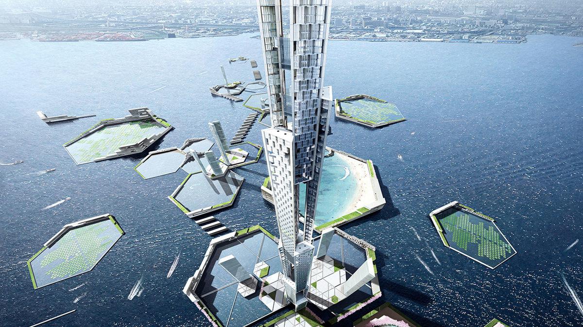 Japonya’nın 2045 Vizyonu Kapsamında İnşa Edeceği Denizin Üzerinde Yer Alan Devasa Gökdelen: Sky Mile Tower