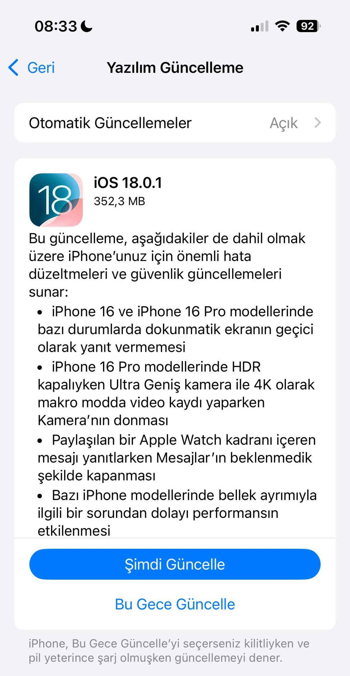 iPhone Kullanıcılarına Nefes Aldıracak iOS 18.0.1 Yayımlandı: İşte Yenilikler